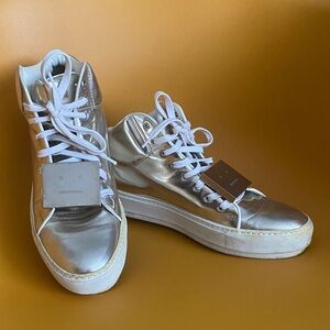 Acne Studio Silver Metallic High-Top Sneakers